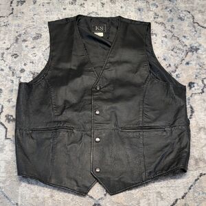 KS Genuine Leather Western Vest Men’s 2XLT Black Oklahoma Seal Buttons